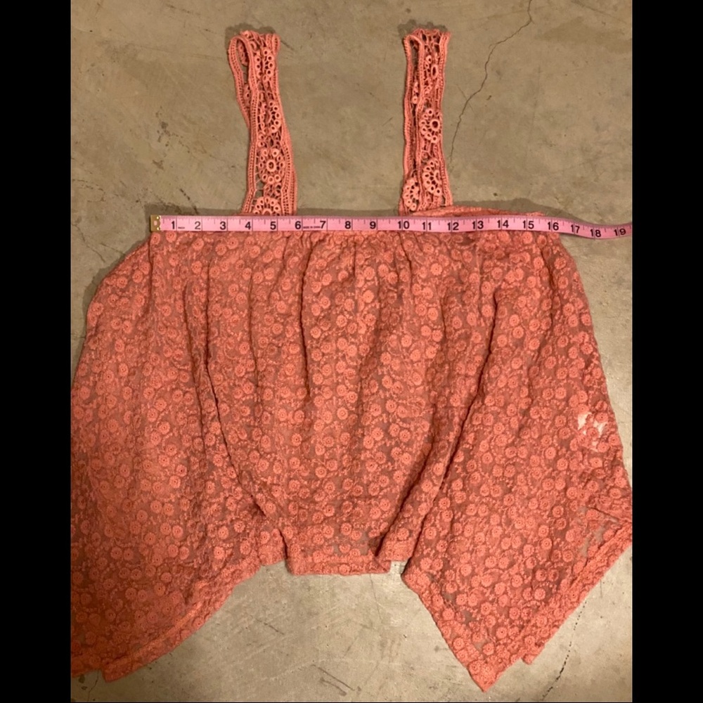 ❤️ Valentine’s Day pink crochet lace tank S M OSFM - Picture 4 of 5